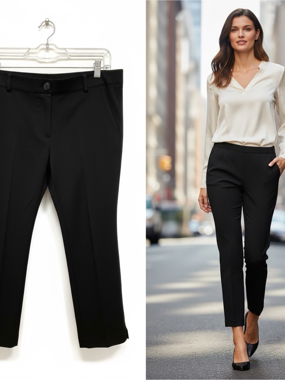 Betabrand Women’s XL Black Cropped Pull On Stretch Dress Pants